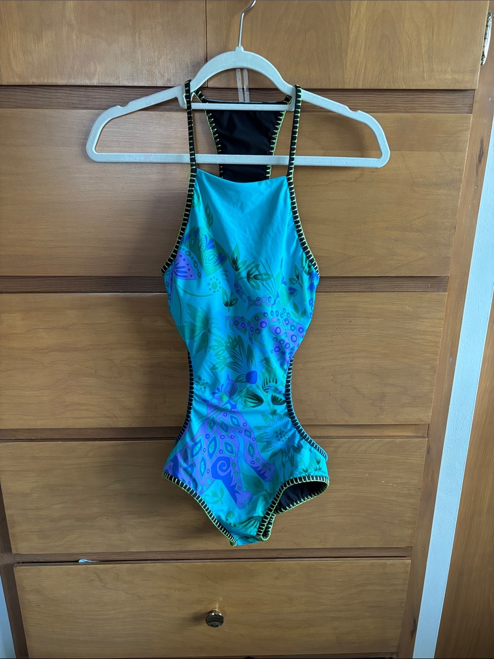 Nanette Lepore Turquoise & Black Trim One-Piece Swimsuit